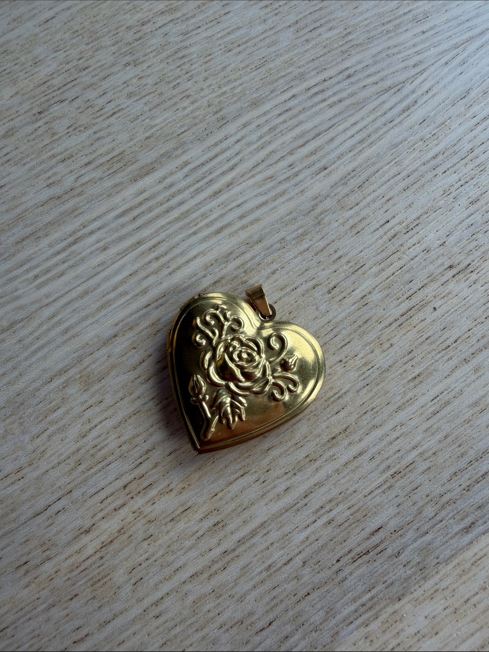 Gold Heart Rose Locket Pendant - Women's Jewelry